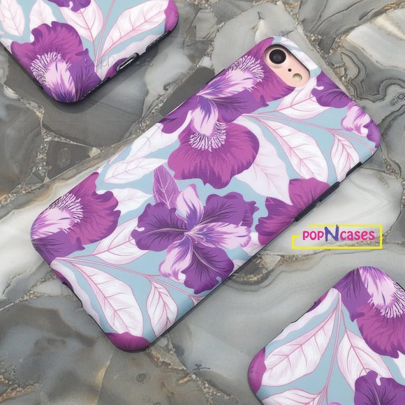 Purple Flower iphone case with matching grip - Picture 6 of 7